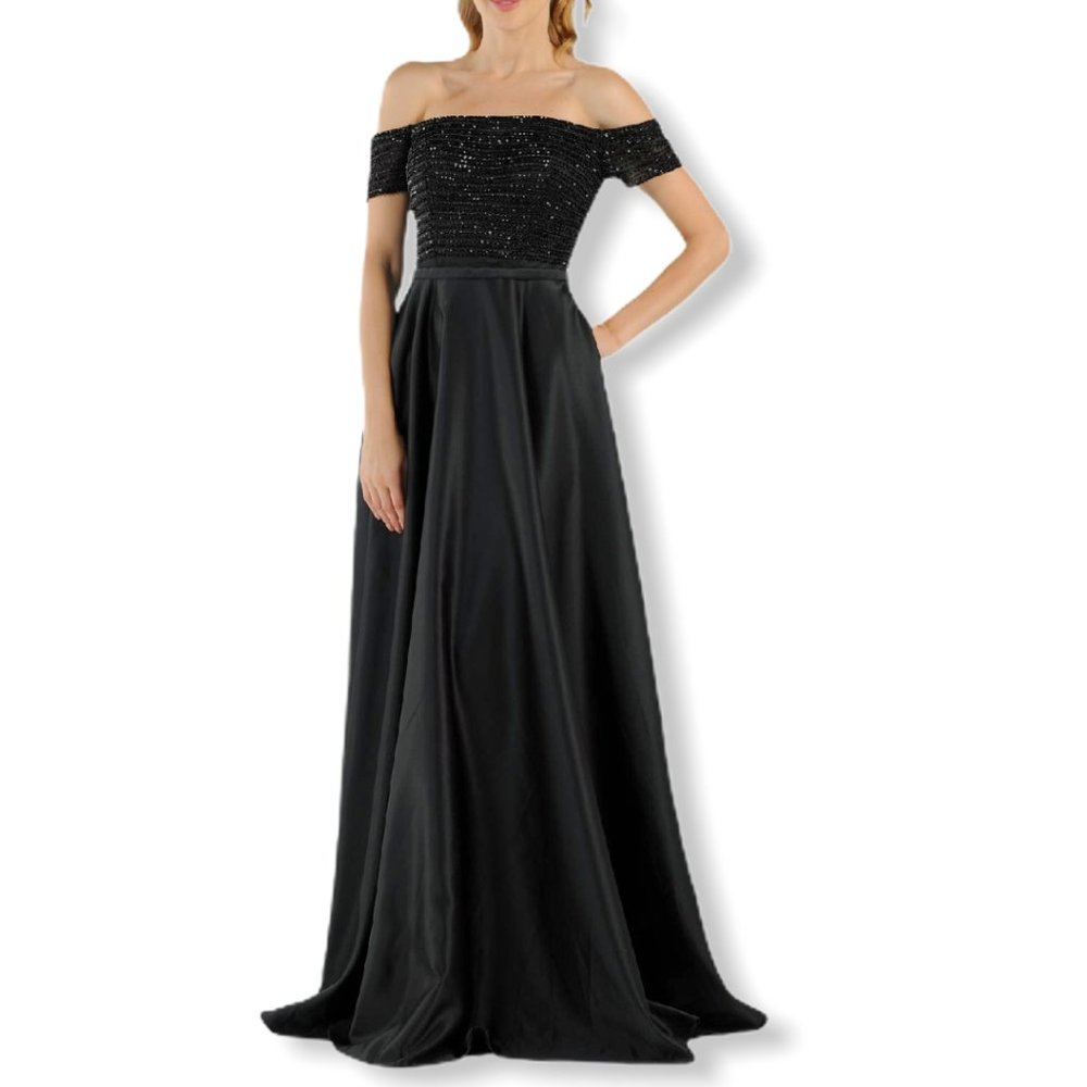 NWT Off Shoulder Beaded ED Young Gown w/ PocketsXS